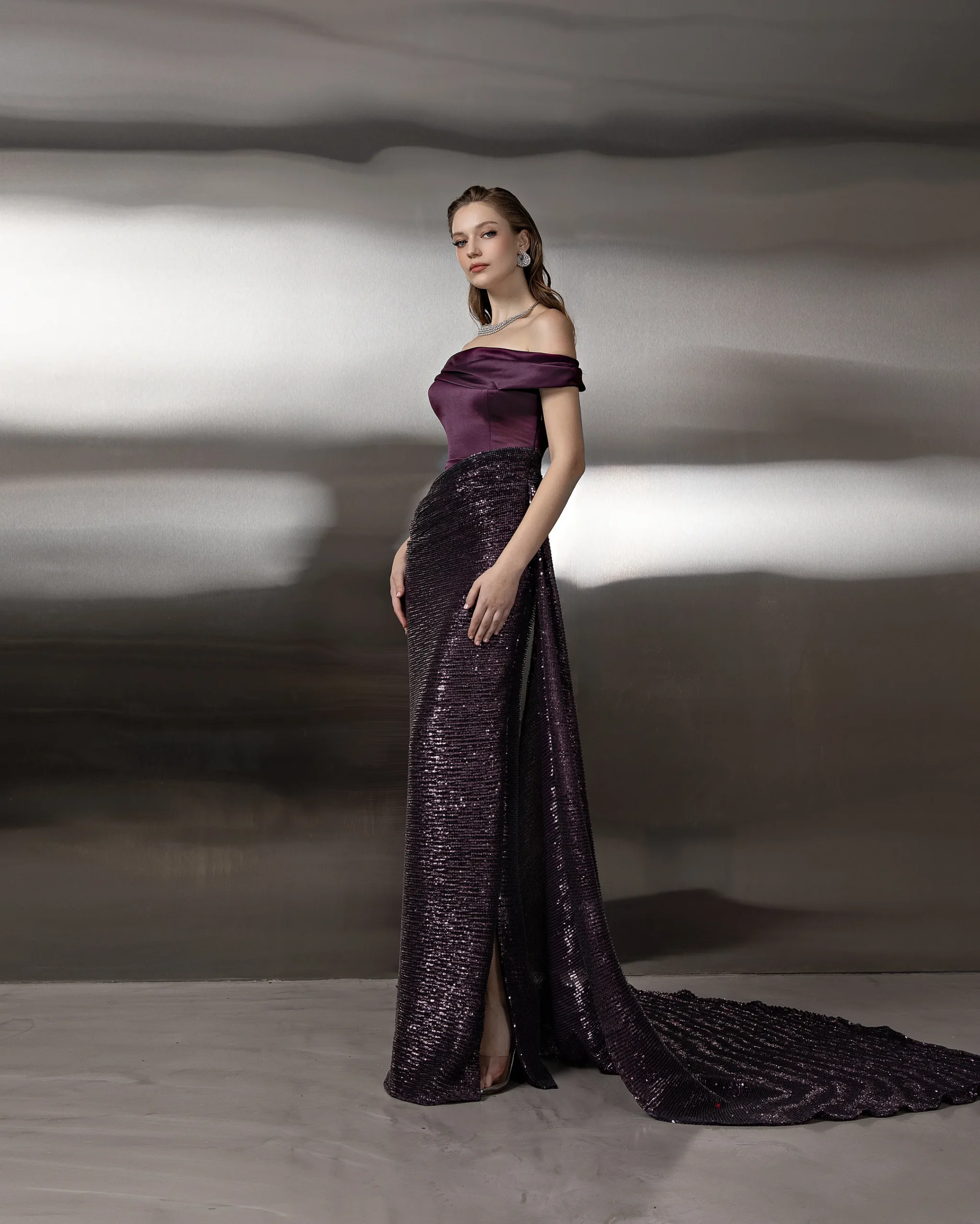 Sequin Side Cape Gown - Image 3