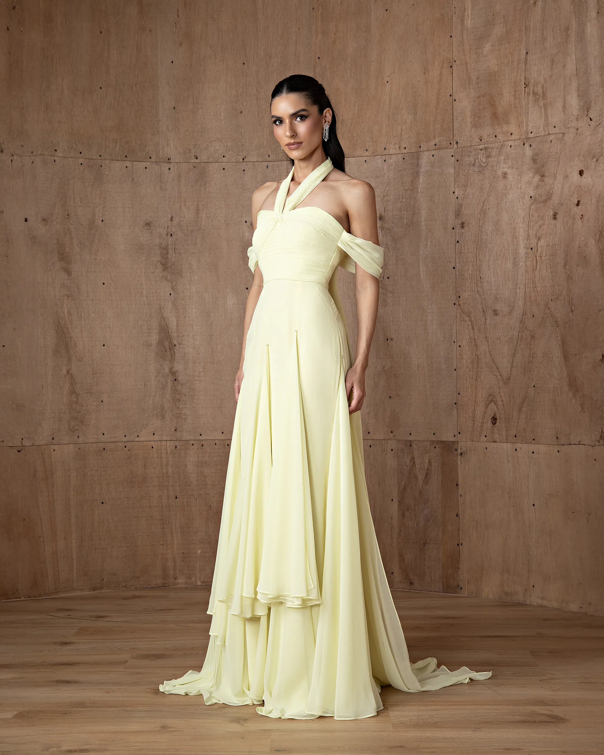 Pleated Halter Gown - Image 3