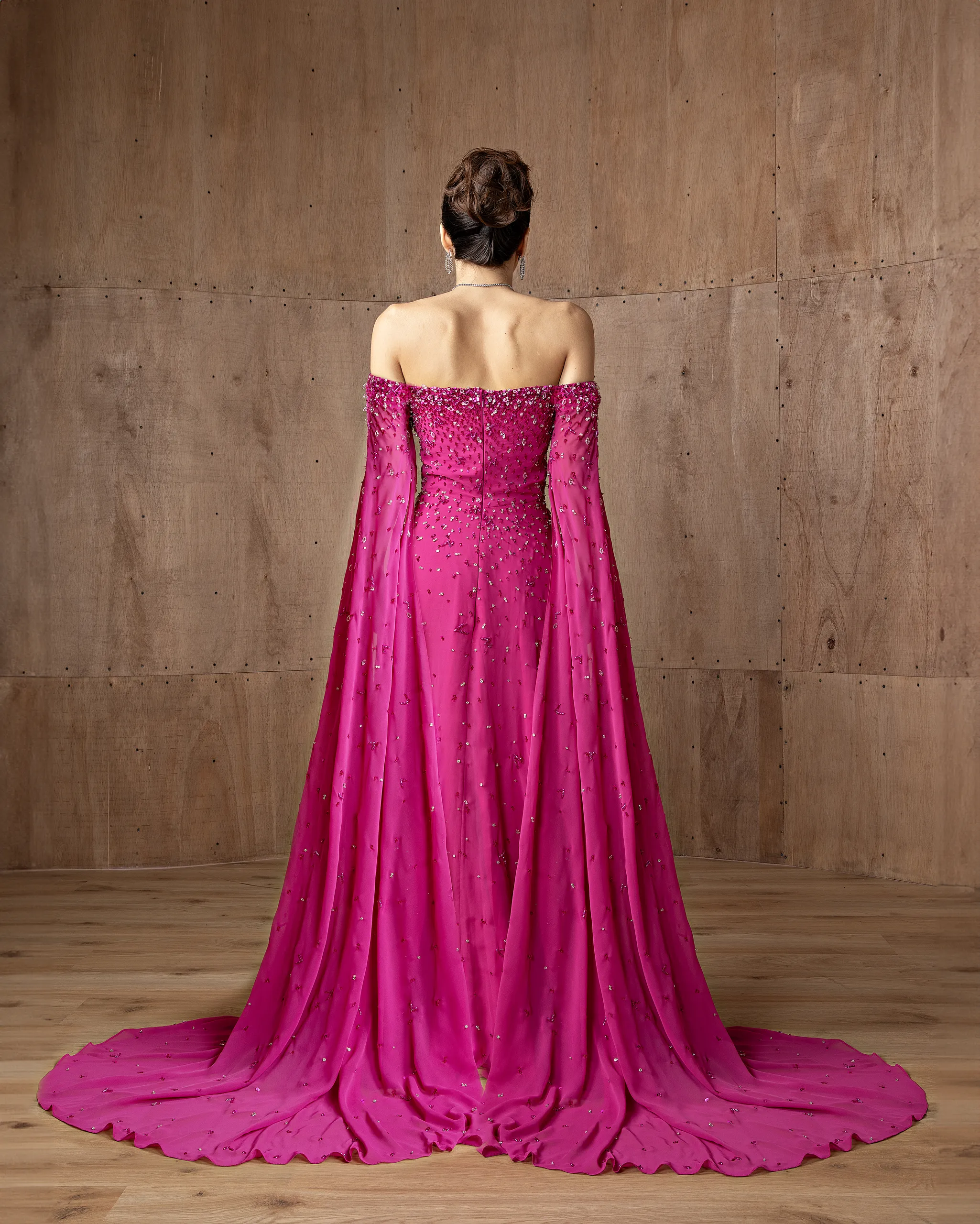 Beaded Cape Gown - Image 2