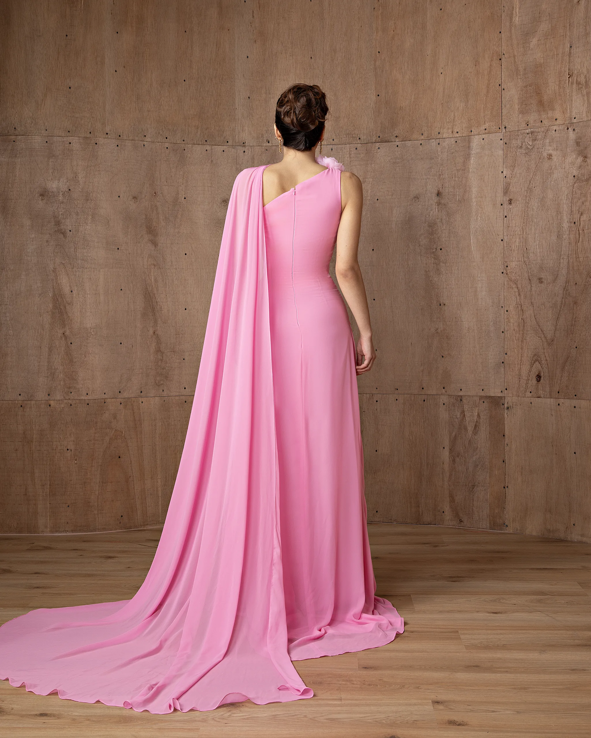 Floral Cape Train Gown - Image 2