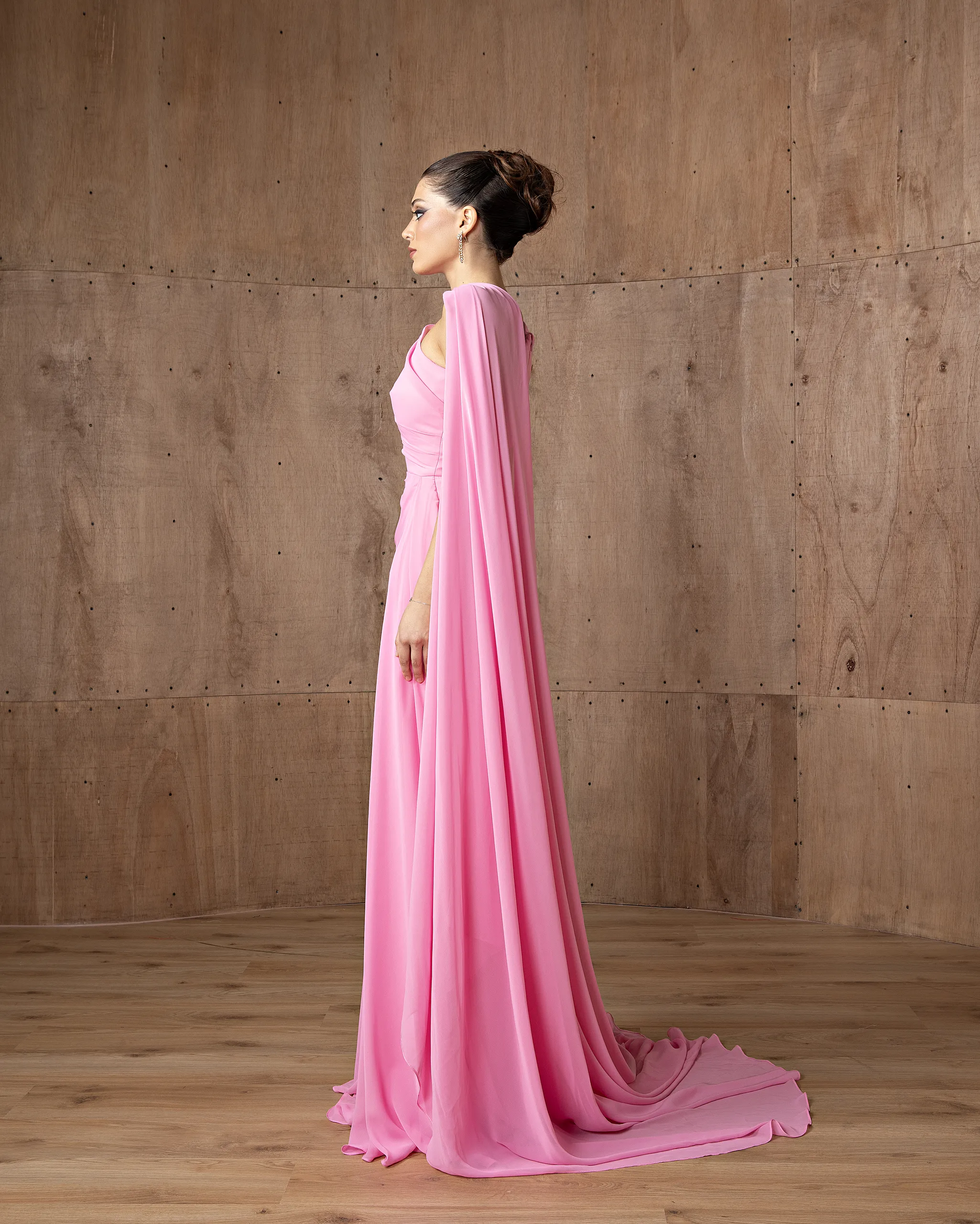 Floral Cape Train Gown - Image 3