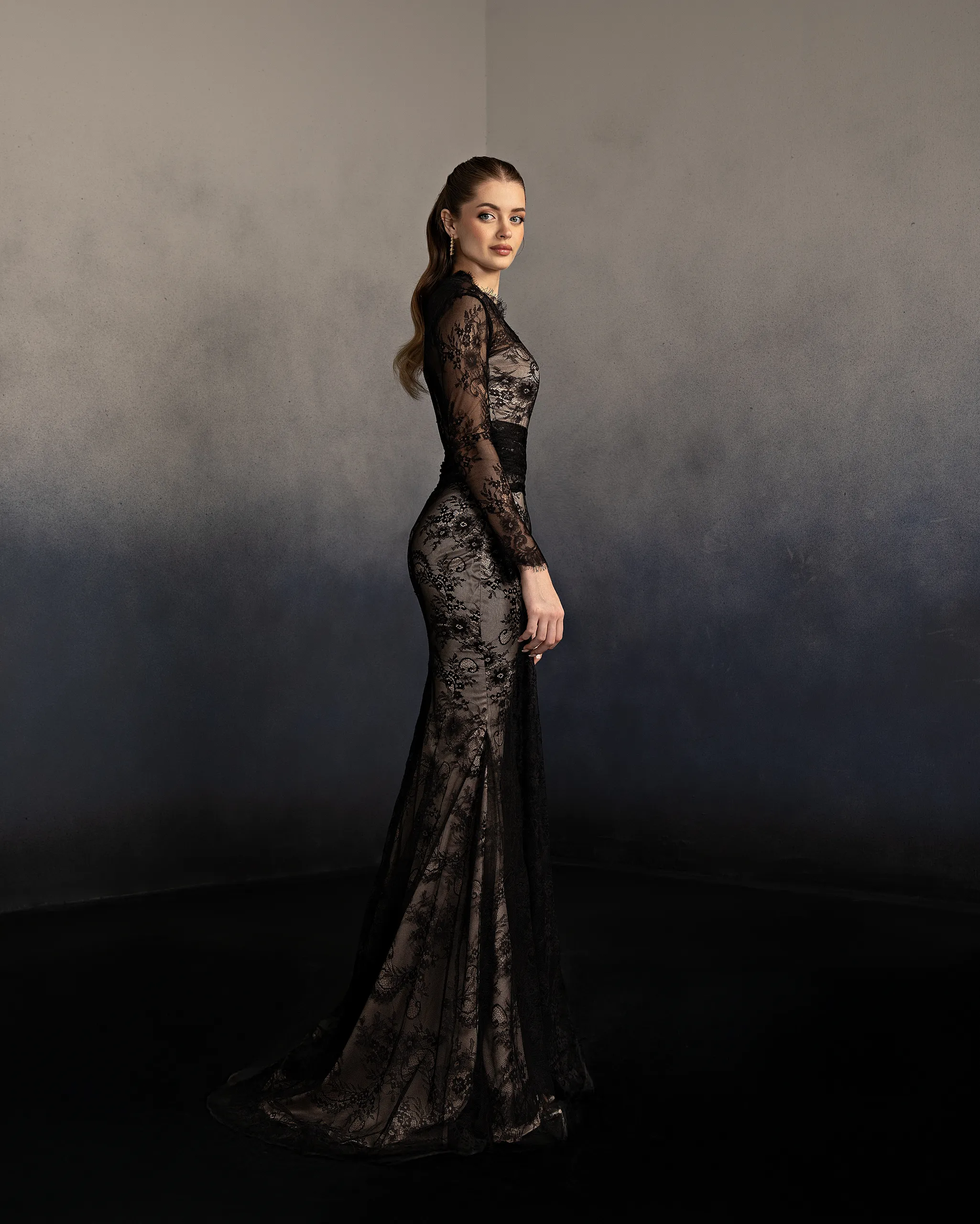 Lace Cape Gown - Image 3
