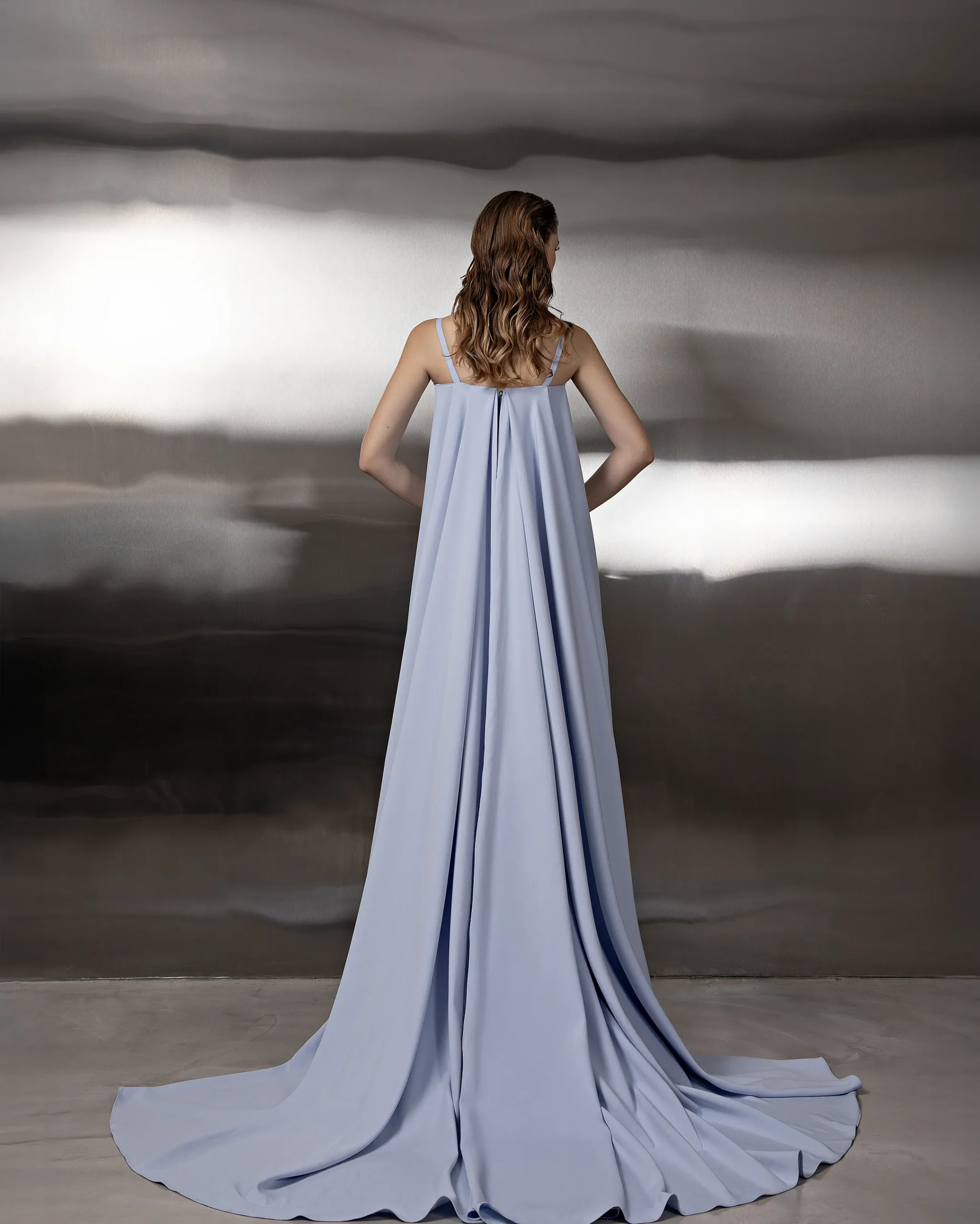 Sleeveless Floral Cape Gown - Image 2