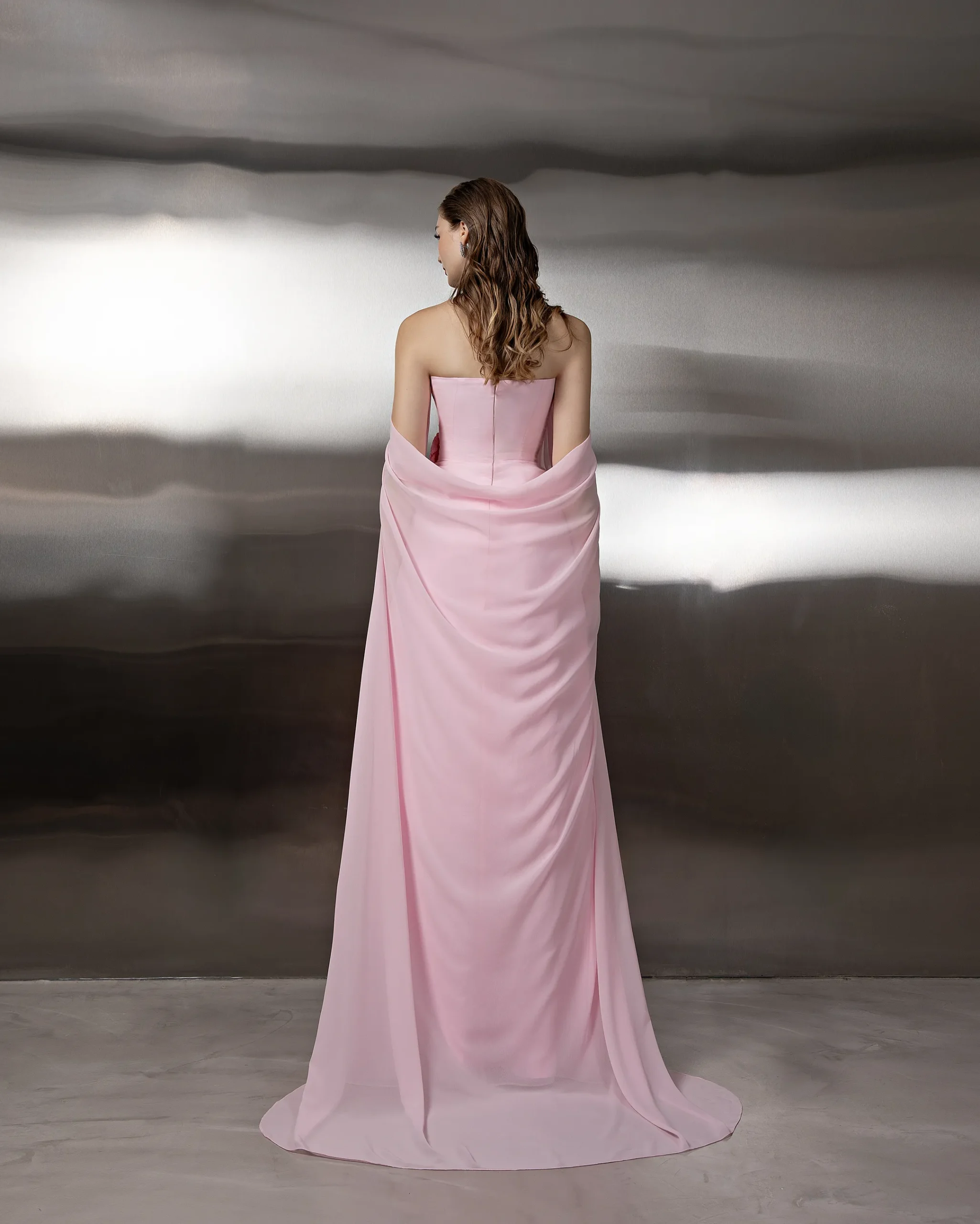 Floral Cape Pleated Gown - Image 2