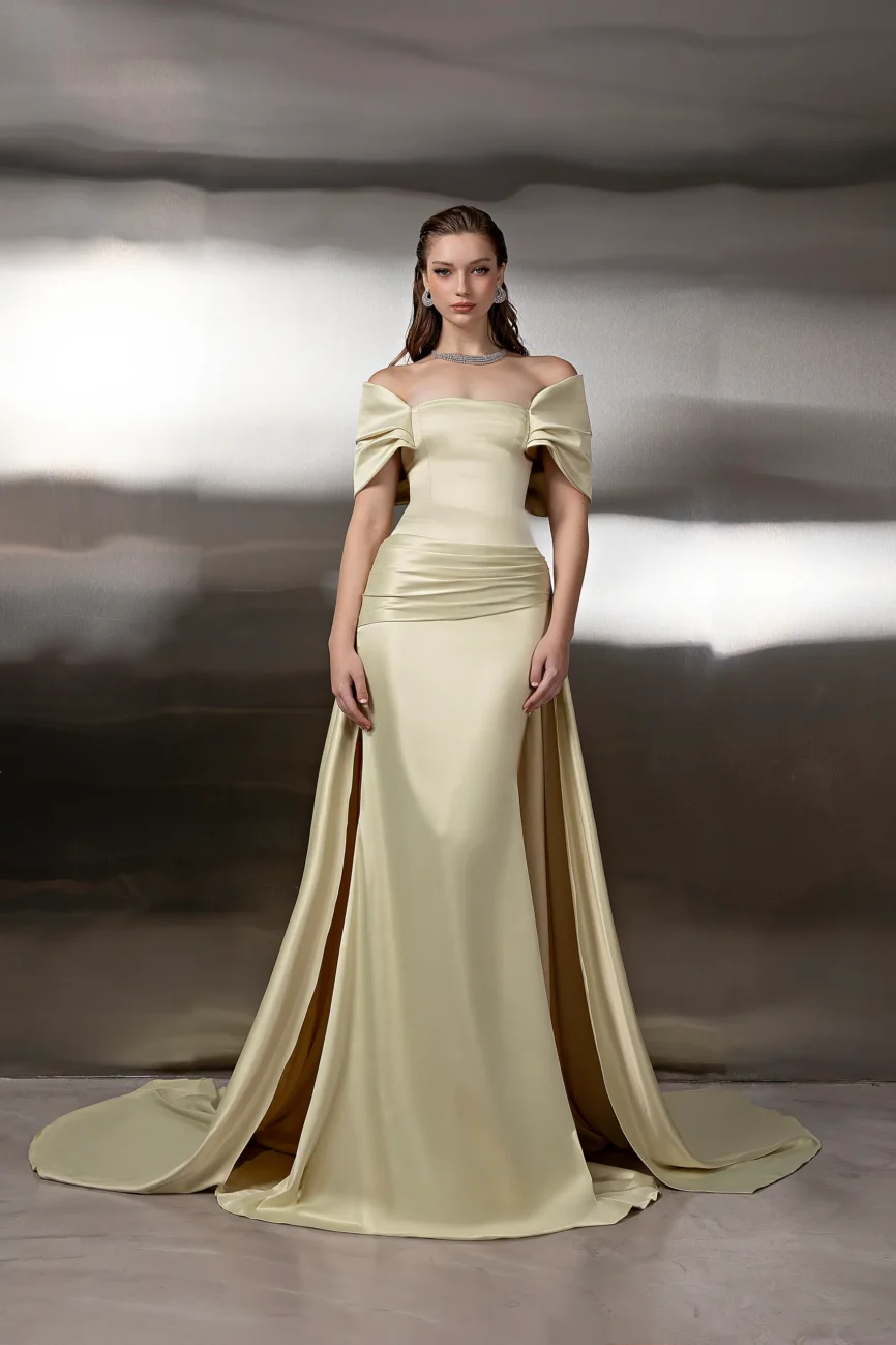 Structured Cape Gown - cape evening gown by 76 Fashion