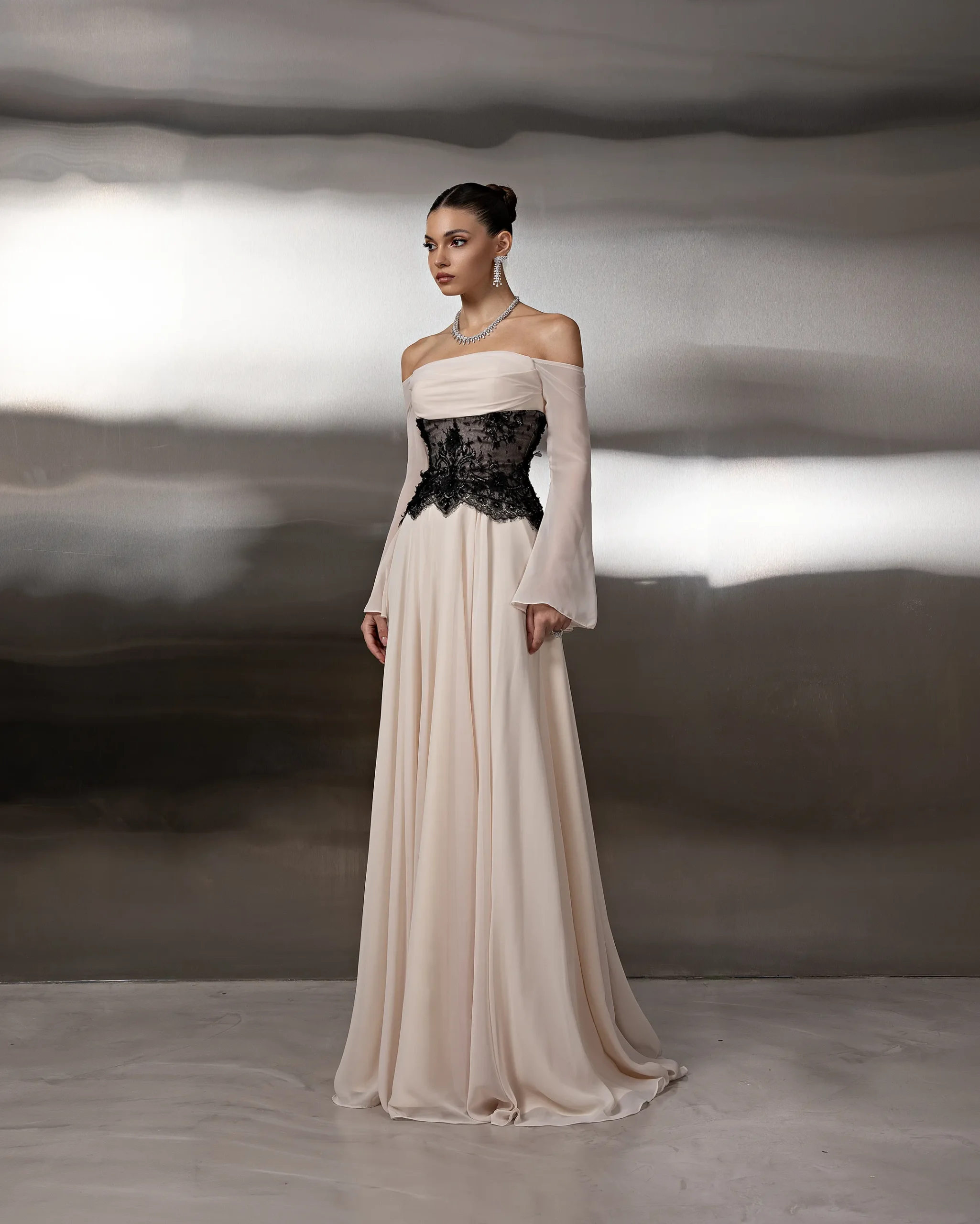 Chiffon Lace Corset Gown - Image 3