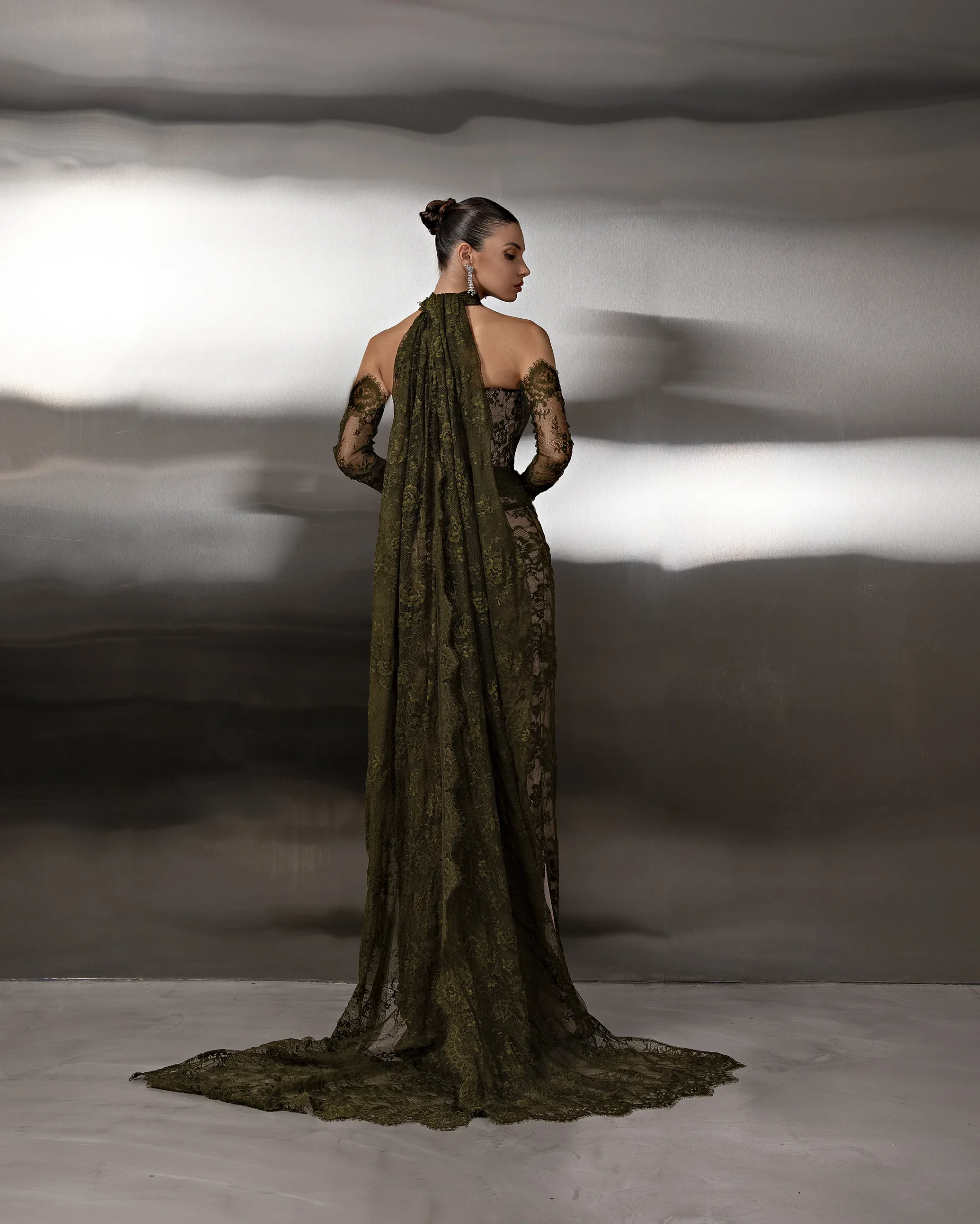 Halter Lace Cape Gown - Image 2