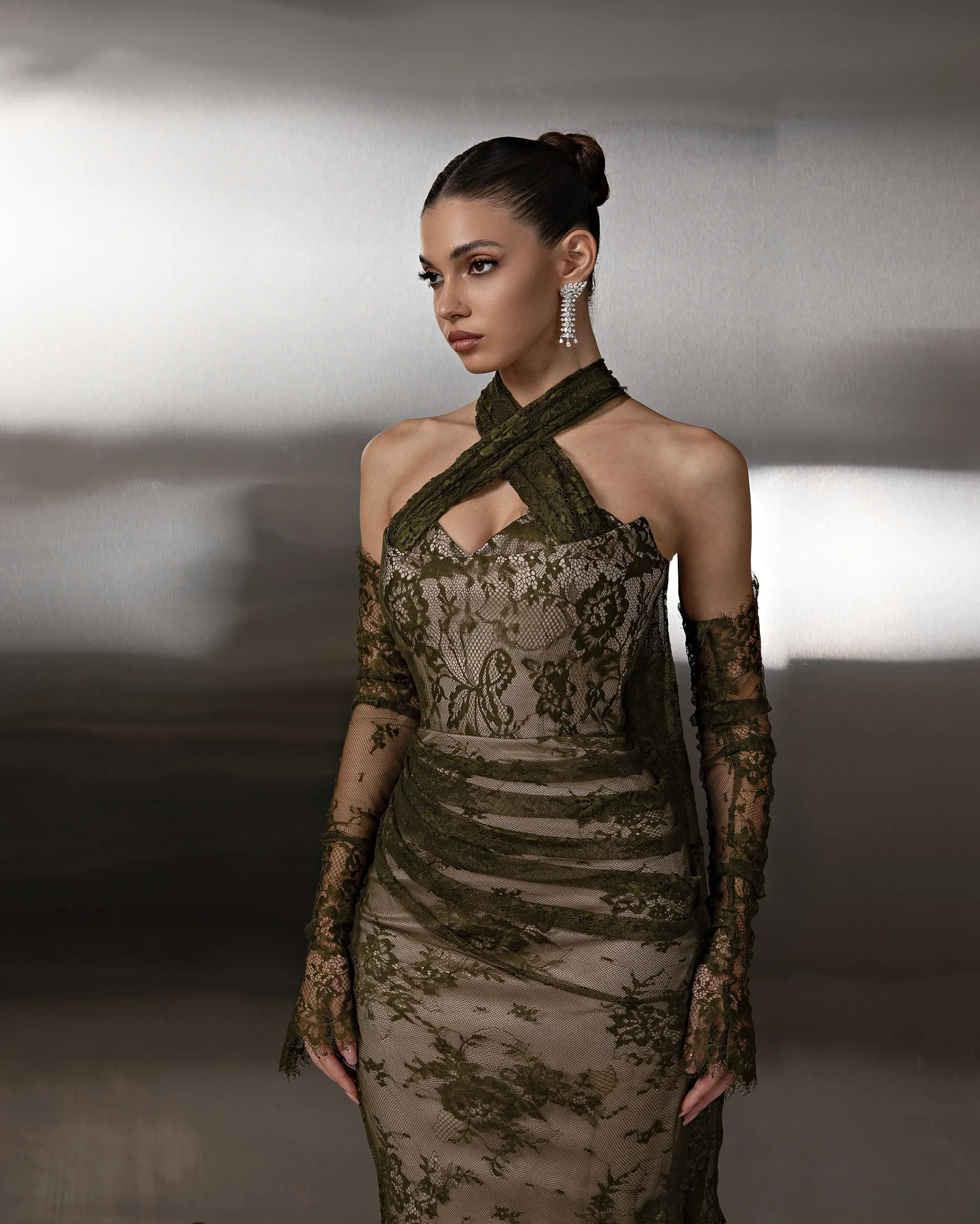 Halter Lace Cape Gown - Image 4