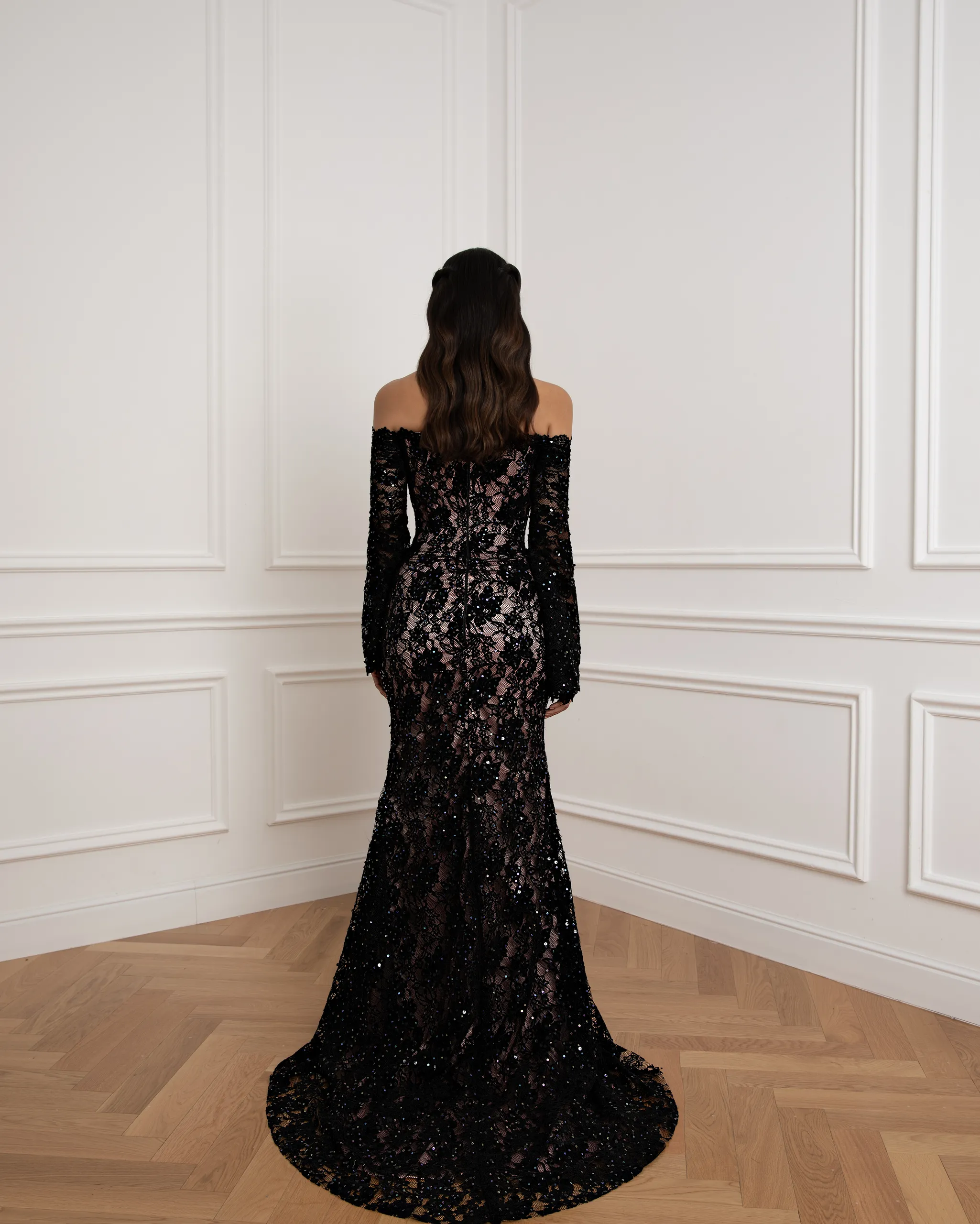 Off-Shoulder Floral Lace Gown - Image 2